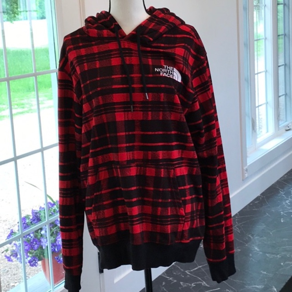 The North Face Black and Red Checkered Hoodie